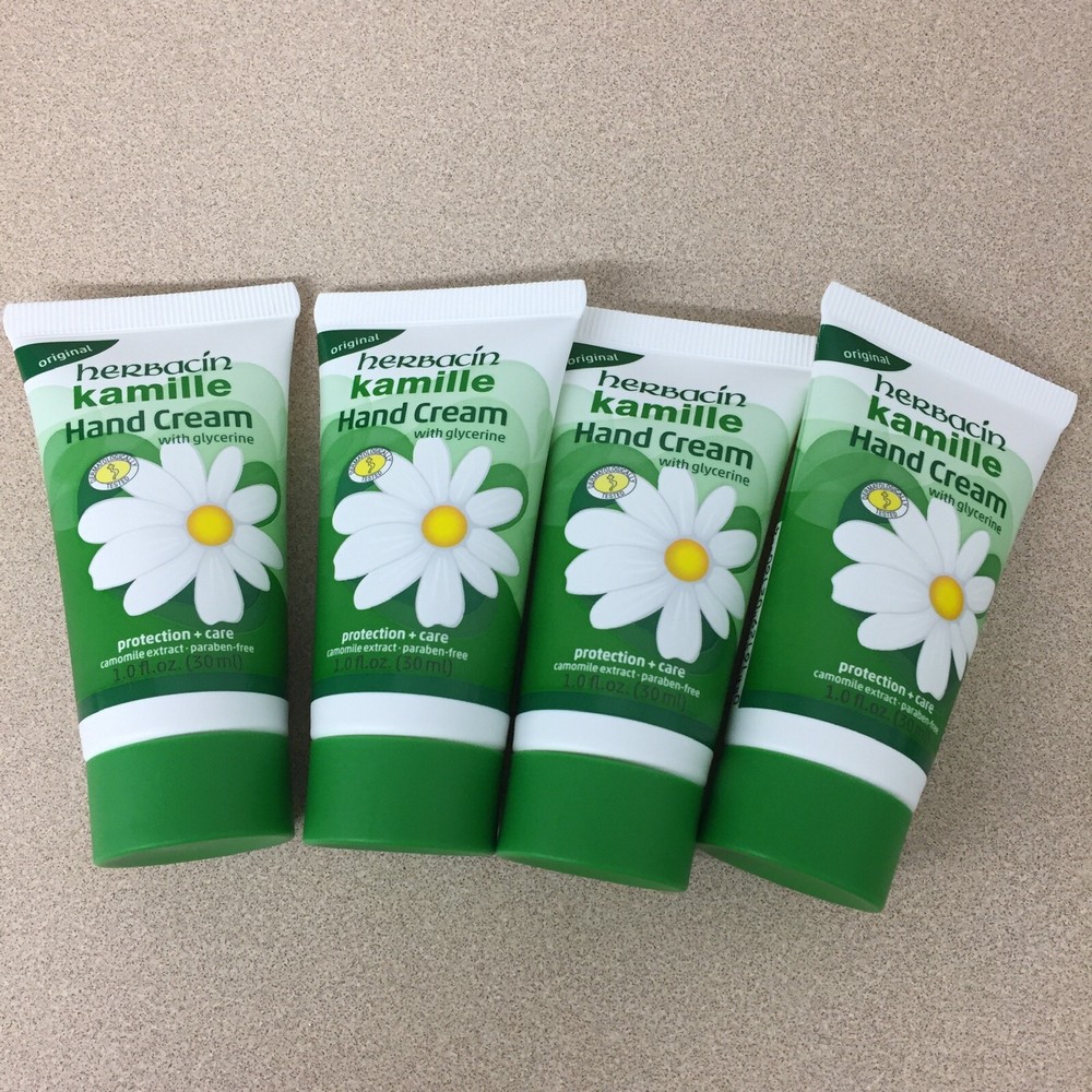 4 Tubes of Kamille Hand Cream by Herbacin With Glycerine (1oz Cream) BRAND NEW