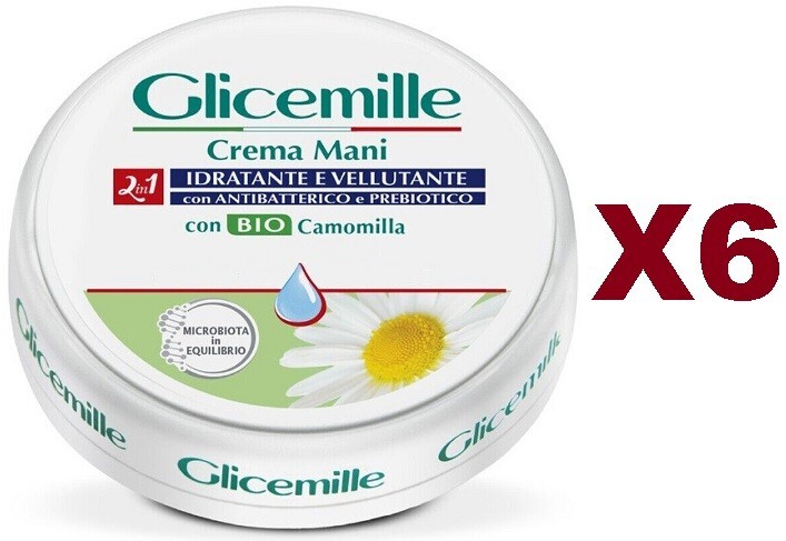6 GLICEMILLE HAND CREAM 2IN1 MOISTURIZING AND VELVETY WITH ORGANIC CHAMOMILE 100ML
