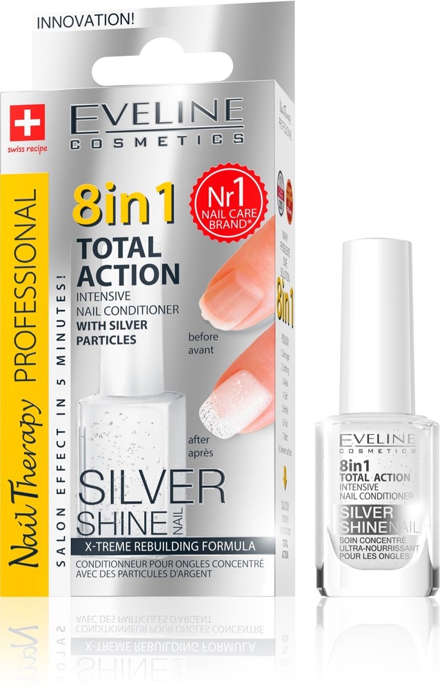 Eveline Cosmetics Total Action 8in1 Nail Therapy and Conditioner (Silver Shine)