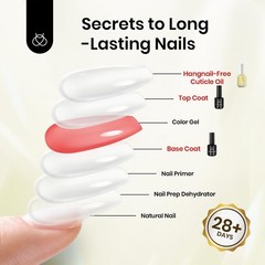 3Pcs Gel Nail Polish Set – No Wipe Top & Base Coat, Cuticle Oil, Glossy Shine, L