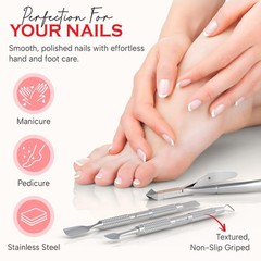 Suvorna Cuticle Nippers with Pusher, Nail Scraper and Polished Steel