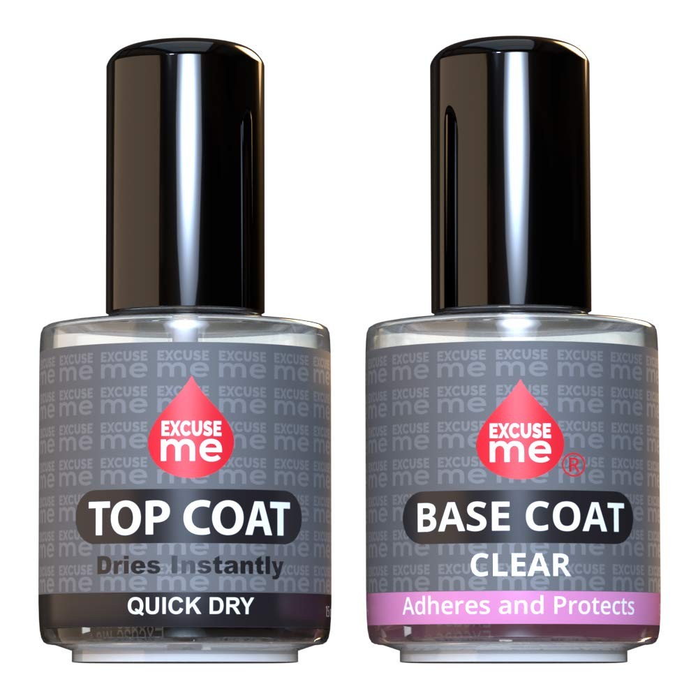 EXCUSE ME Duo Set Quick Dry Fast Top Coat + Base Clear Long