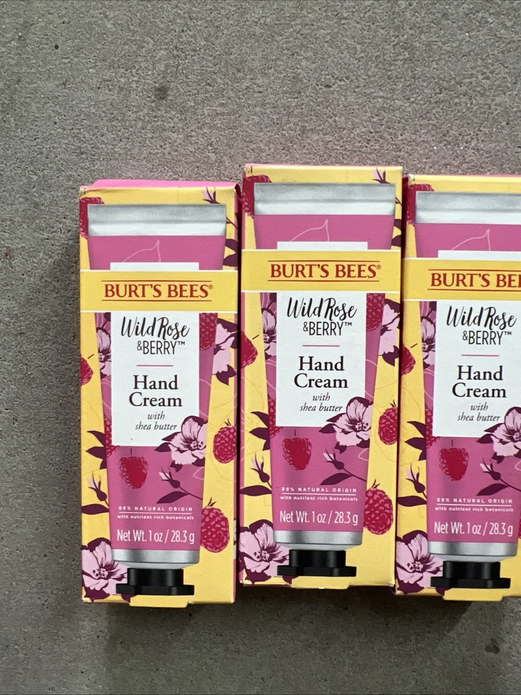 3 Pack Burts Bees Wild Rose and Berry Hand Cream 1 OZ With Shea Butter