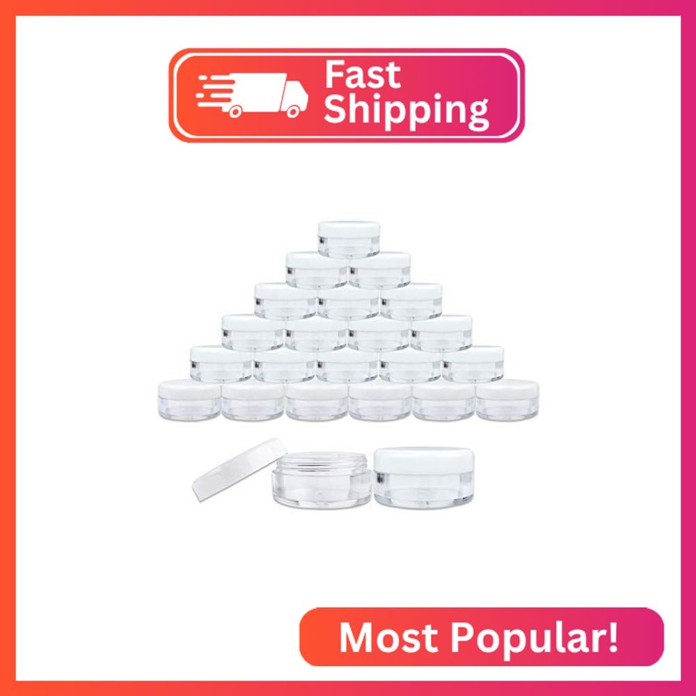 Beauticom 50 Piece 5g/5ml Round Acrylic Clear Jars with Lids for Cosmetics, Loti