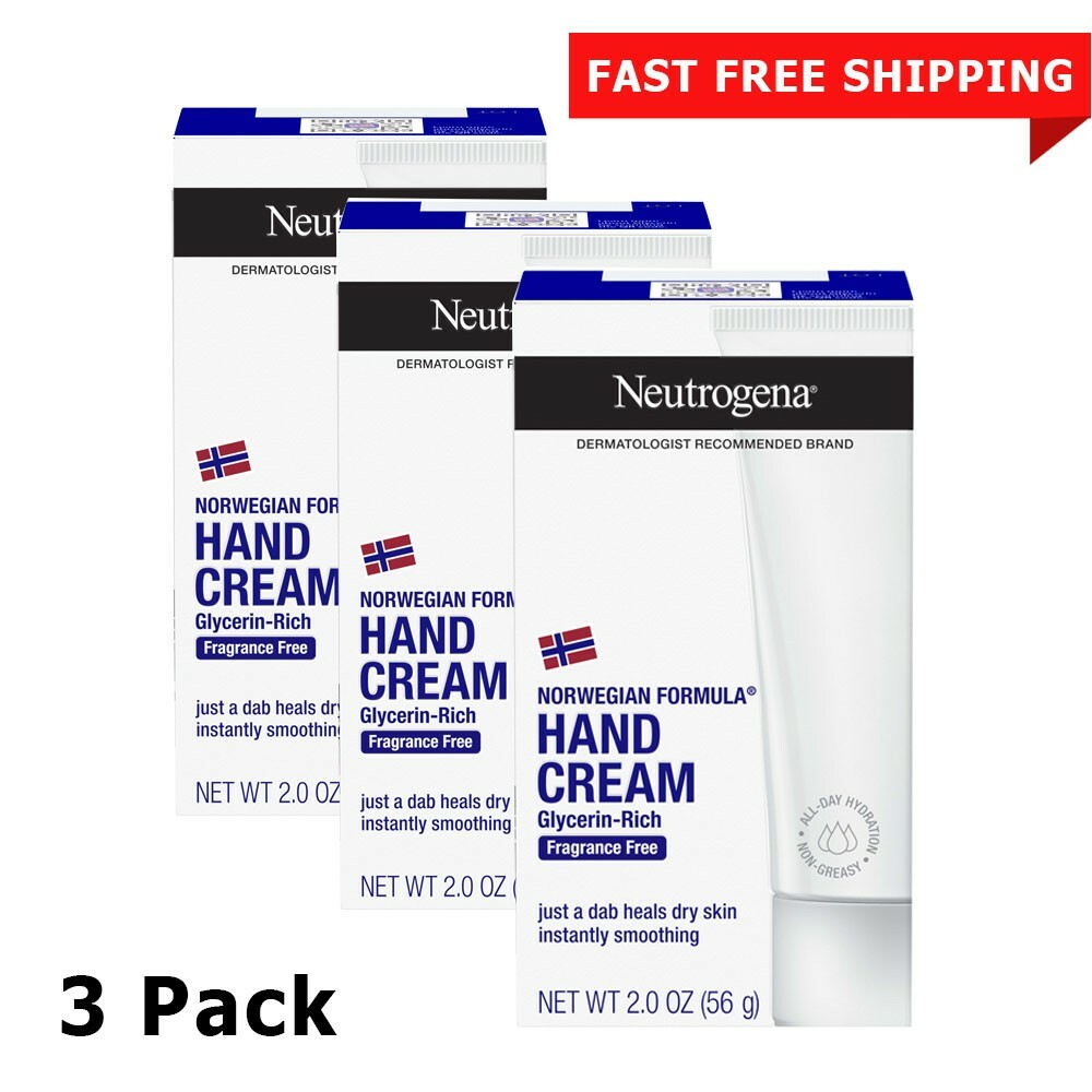 3x Neutrogena Norwegian Formula Moisturizing Dry Hand Cream Fragrance Free 2oz