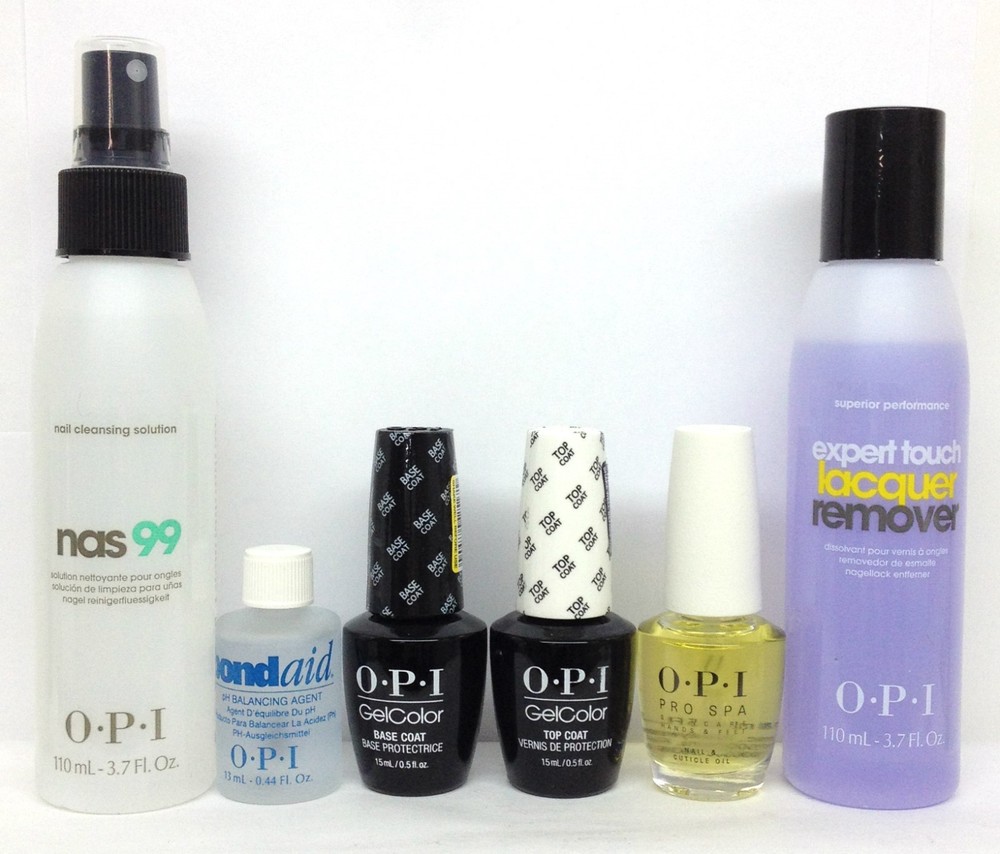OPI GelColor 6pc Kit NAS 99+ pH Bond+ Base+ Top+ Cuticle Oil .5oz+ Remover 3.7oz