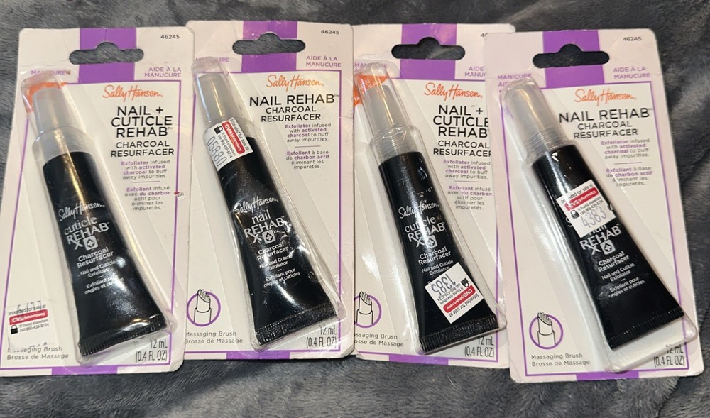Sally Hansen Nail Rehab Charcoal Resurfacer, 0.4 FL OZ, Lot of 4 Free Shipping