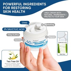 VREKEF Urea Cream 40 Percent with 2% Salicylic 5.29 Ounce (Pack of 1), Blue