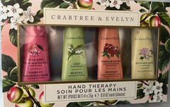 CRABTREE &EVELYN HAND THERAPY 4PIECES SET,PEAR,LILY,SUMMER HILL,POMEGRANATE MIN