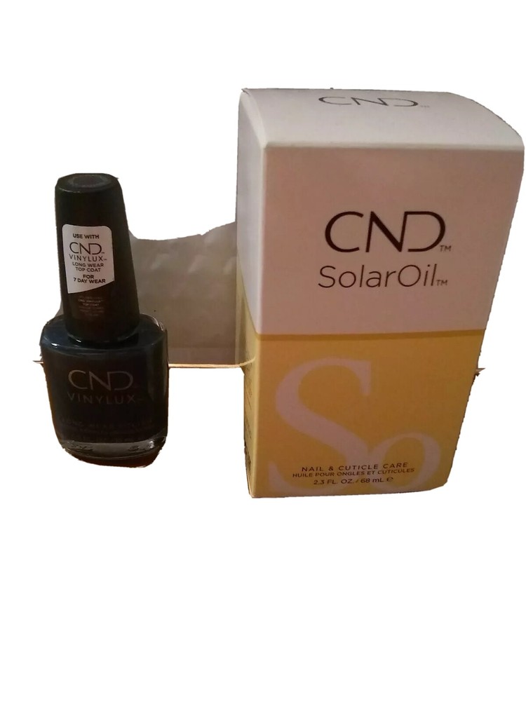 CND SOLAR OIL Nail Cuticle Conditioner 2.3 oz & #176 indigo frock polish bundle
