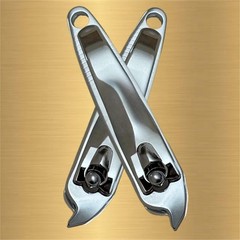 2 Slanted Edge Nail Clippers & Cuticle Trimmer Side Angle Stainless Steel