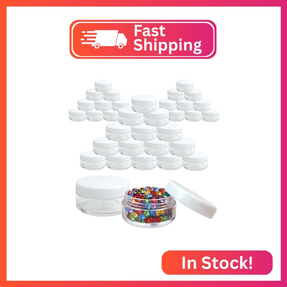 Beauticom 10g/10ml (0.35 Fl Oz) Round Clear Jars with Round Top Lids for Creams,