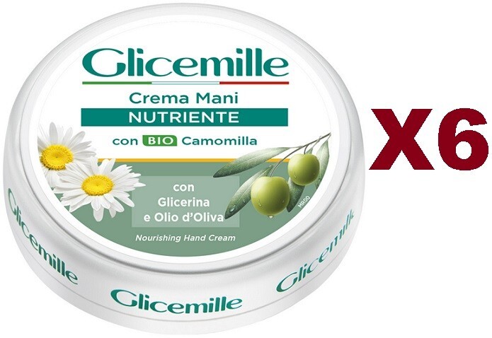 6 GLICEMILLE CREMA MANI NUTRIENTE CON BIO CAMOMILLA 100ML GLICERINA & OLIO OLIVA