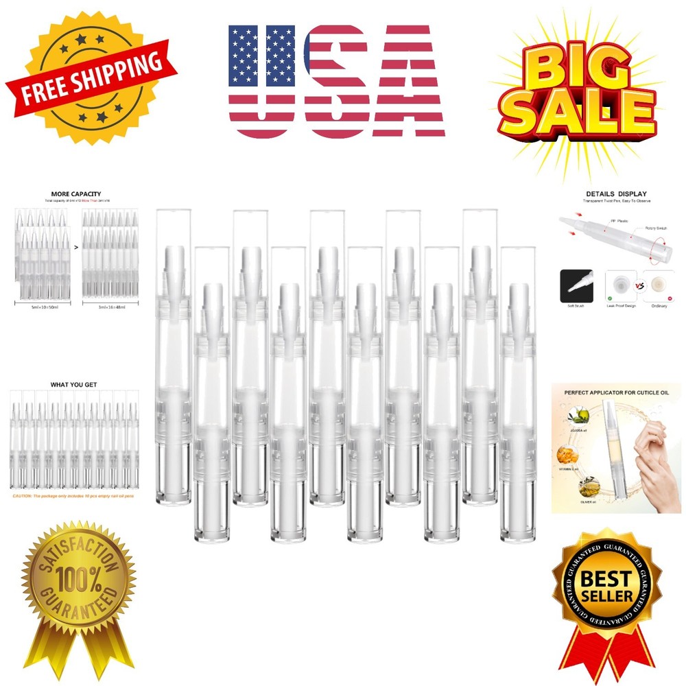 10 pcs 5ml Empty Cuticle Oil Pen, Nail Oil Twist Pen with Brush, Eyelash Grow…