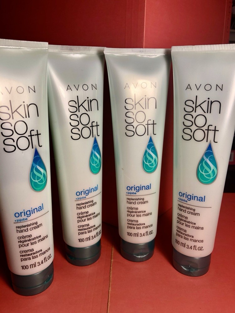 Lot Of 4 AVON Skin So Soft ORIGINAL +JOJOBA Replenishing Hand Cream 3.4 oz