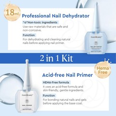 AZUREBEAUTY 18ml Nail 0.6 Fl Oz (Pack of 2), Dehydrator & Primer