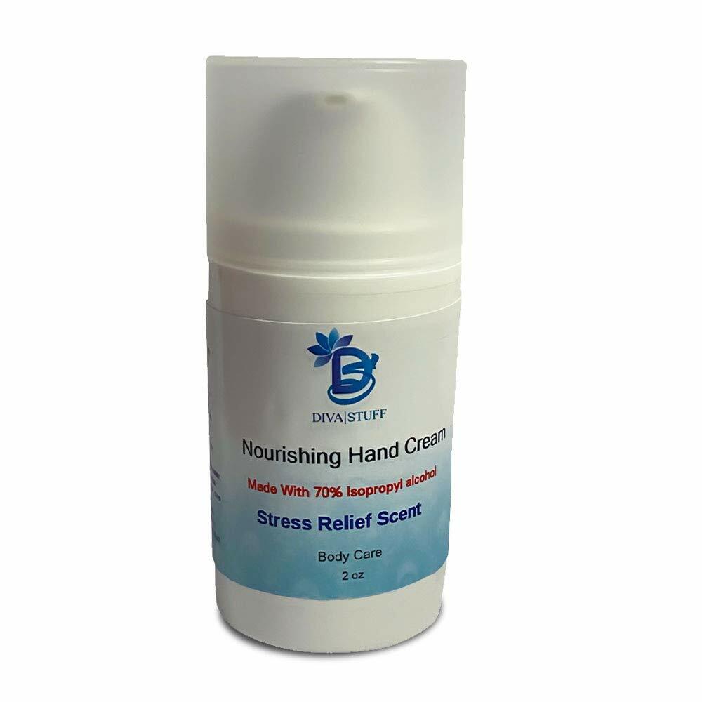 Diva Stuff Hand Cream with 70% Isopropyl Alcohol 2oz Bottle (Stress Relief Scent
