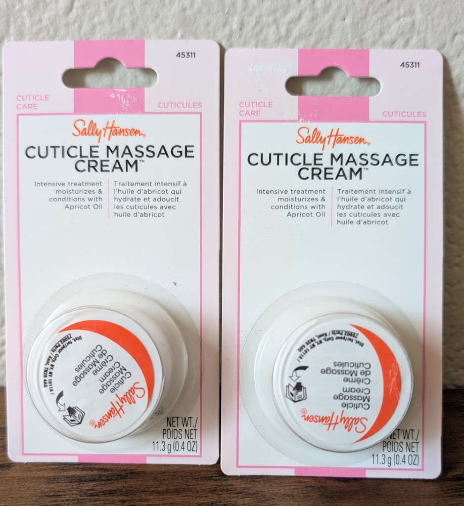 Sally Hansen Cuticle Massage Cream Set Of 2 Treat Moisturize Apricot Oil New