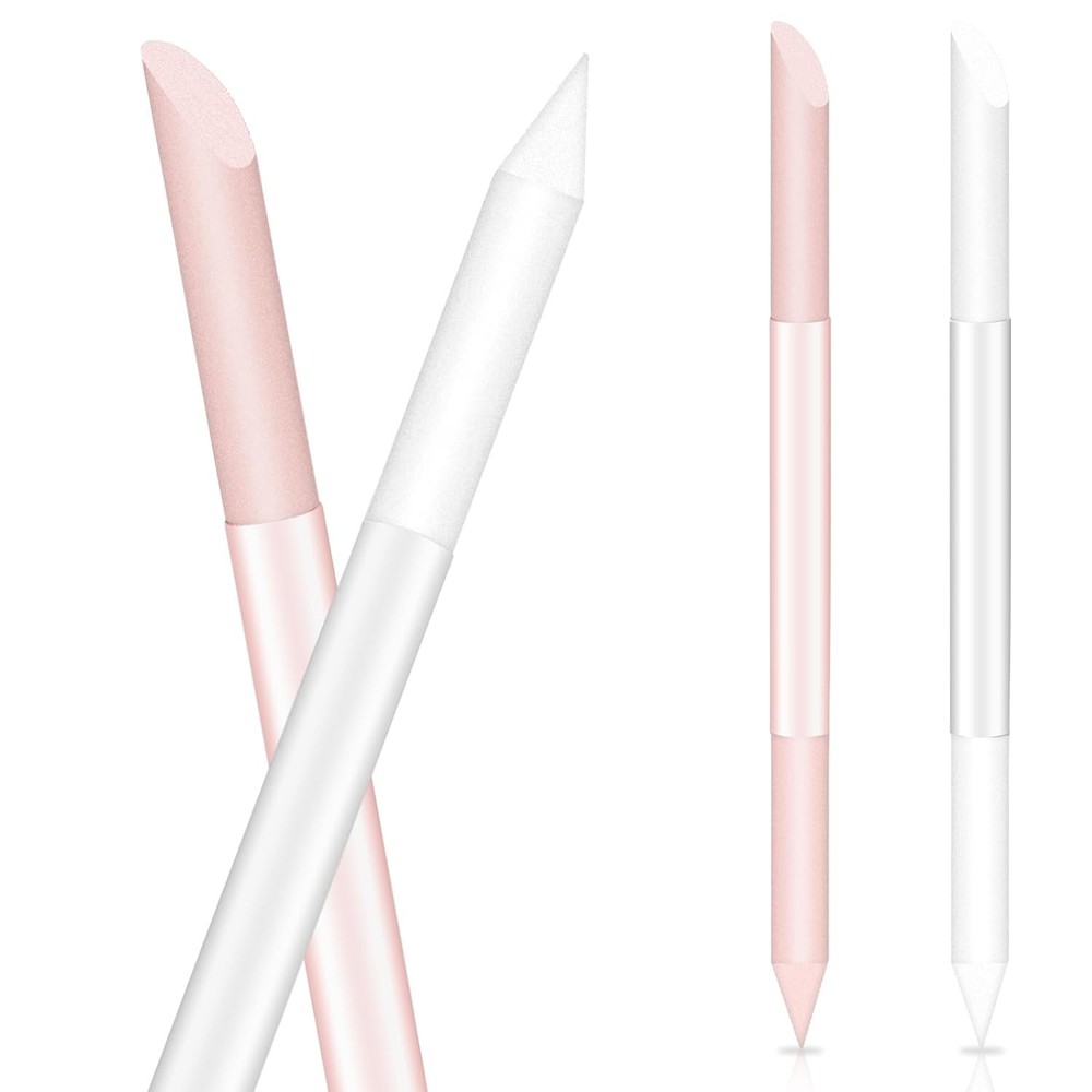 Glass Cuticle Pusher Set of 2 Manicure Sticks for Nails Pink+Transparent