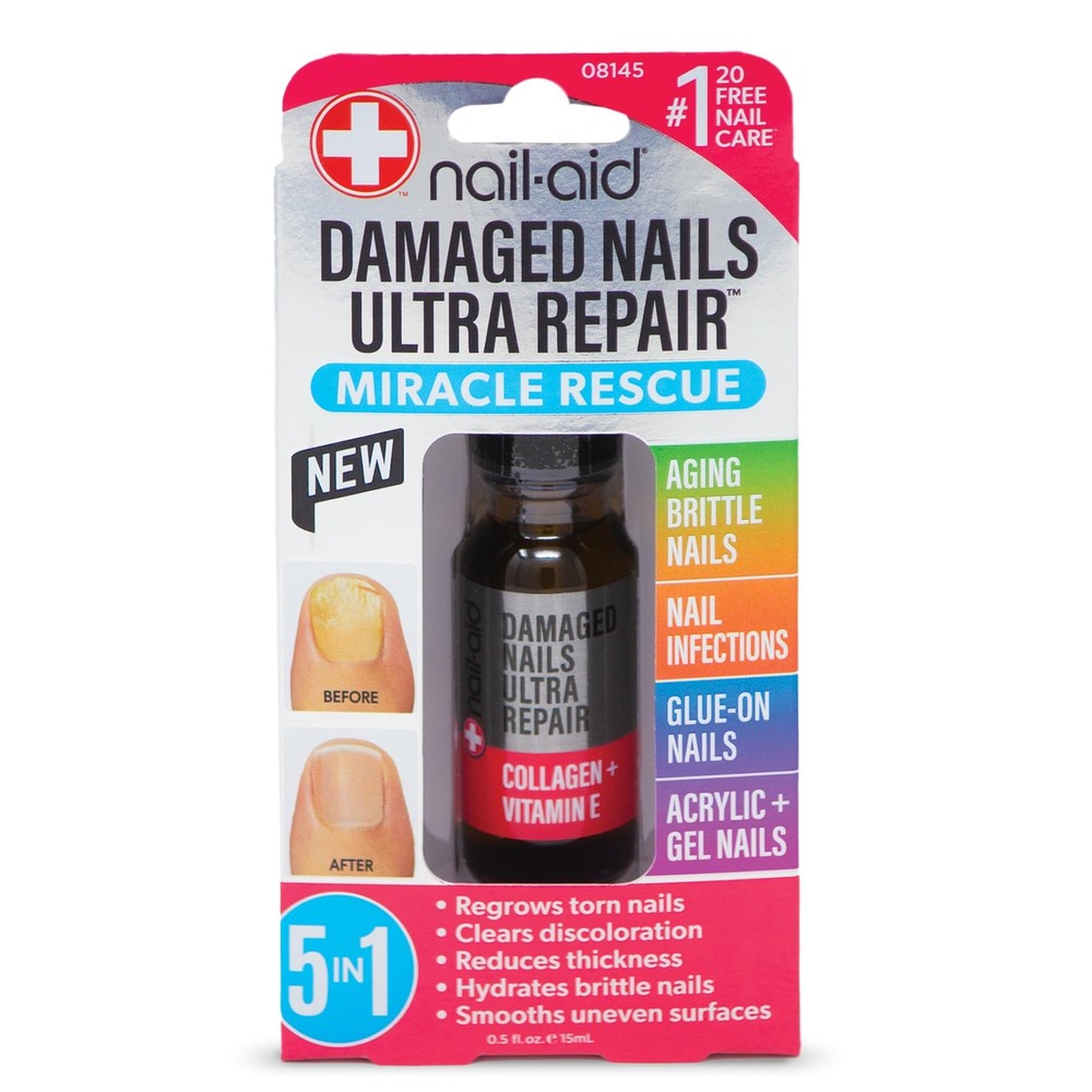 Nail-Aid – 5-in-1 Damaged Nails Multi-Repair for 0.5 Fl Oz (Pack of 1), Clear