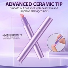 5Pcs 2-in-1 Ceramic Cuticle Pushers & Oil Pens for Nail Care, Manicure & Pedicur