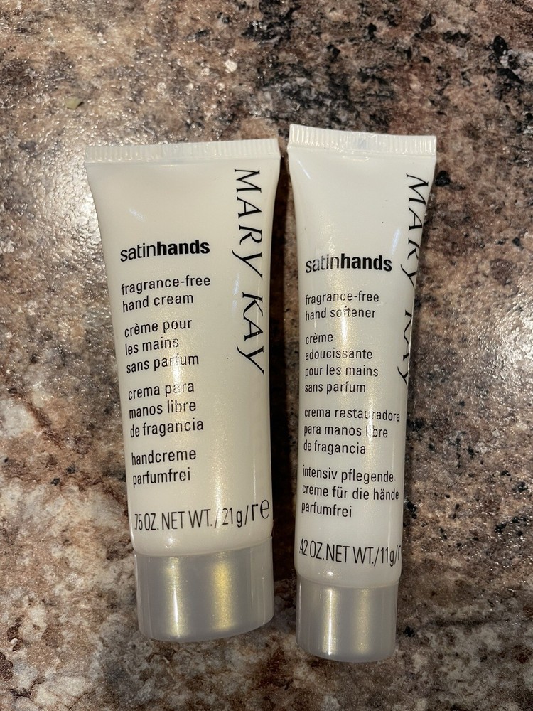 Mary Kay Satin Hands Fragrance Free Hand Cream .75 Oz & Hand Softener .42 Oz