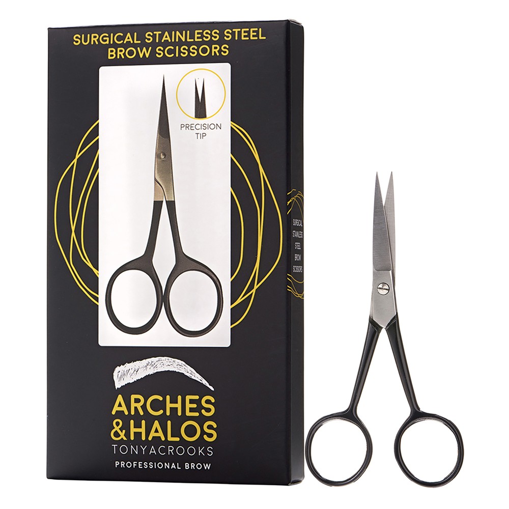 Surgical Stainless Steel Eyebrow Scissors by Arches and Halos for Unisex – 1 Pc