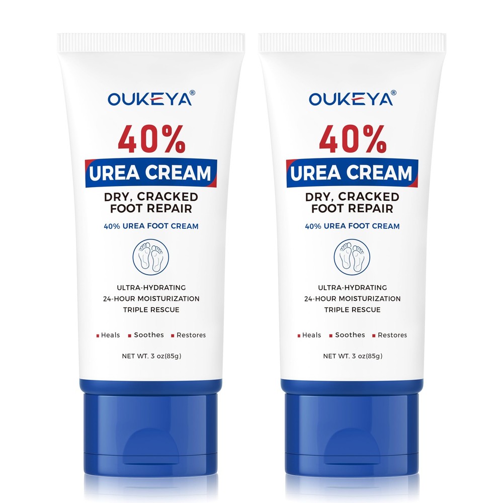 OUKEYA Urea Cream 40 Percent Tube 3 Oz, Foot & 3 Ounce (Pack of 2), 3