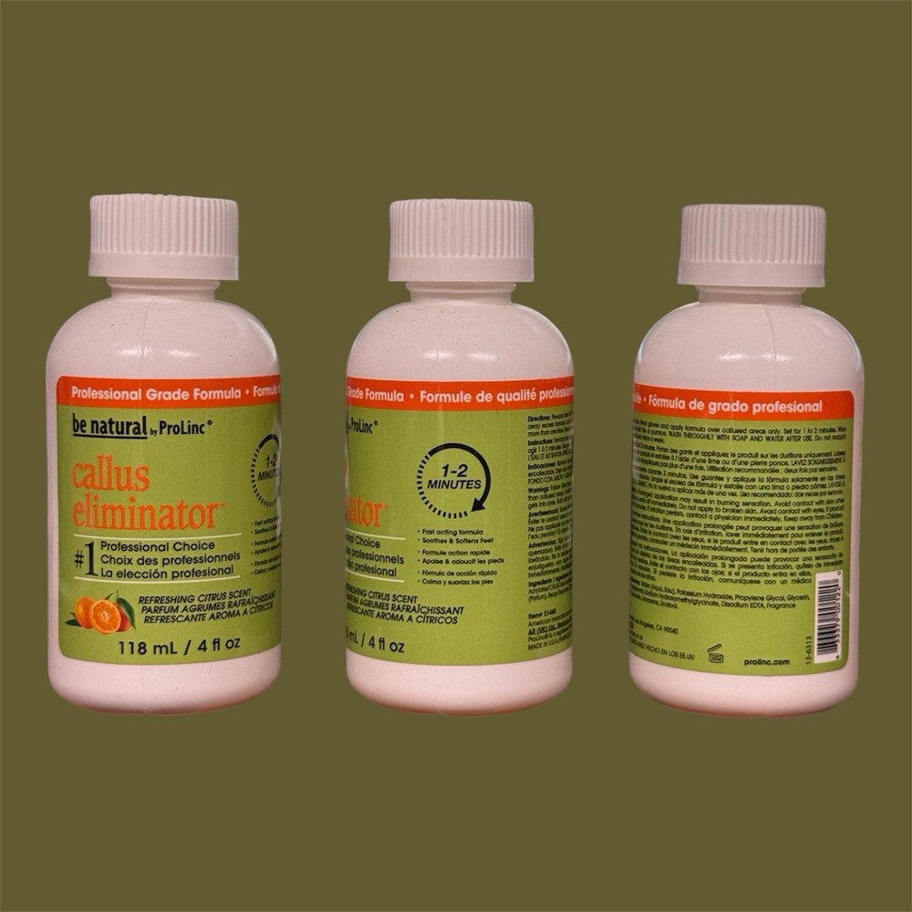 Prolinc Callus Eliminator Orange scent, 3 Bottles 4 oz / 118 ML Each.