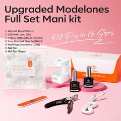 modelones X Nail Gel Kit Extra Short 510Pcs (15 Size), A4 Extra-Short-Oval