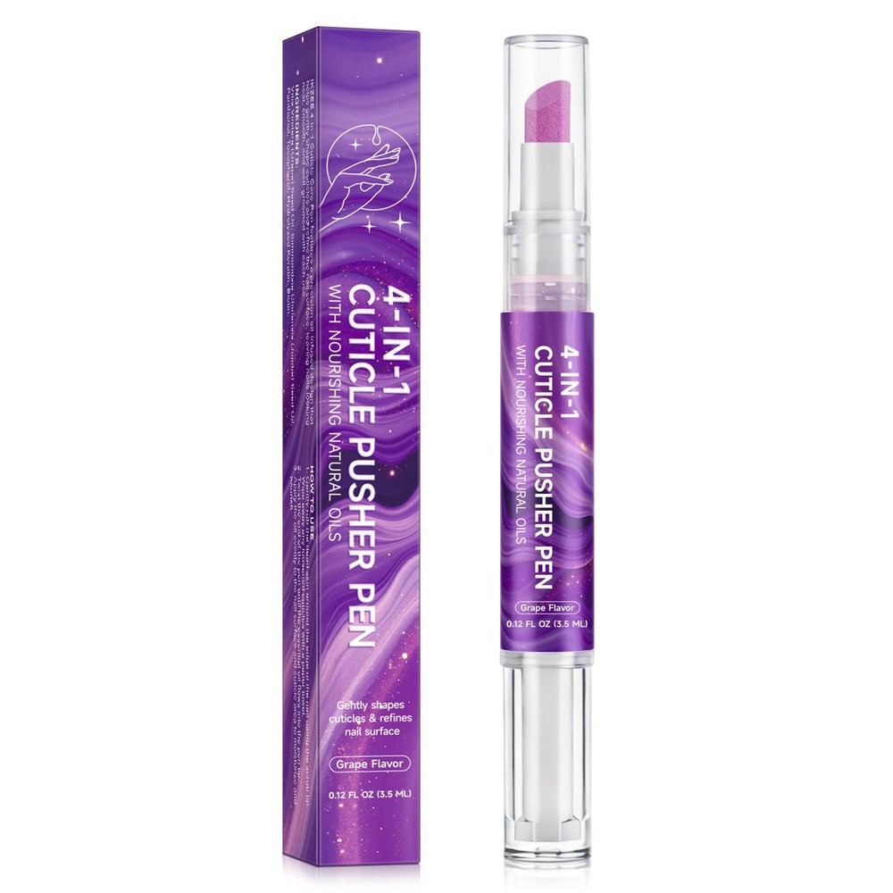 ISUNRISE Cuticle Oil Pusher Pen, 4-in-1 0.12 Fl Oz (Pack of 1), Purple
