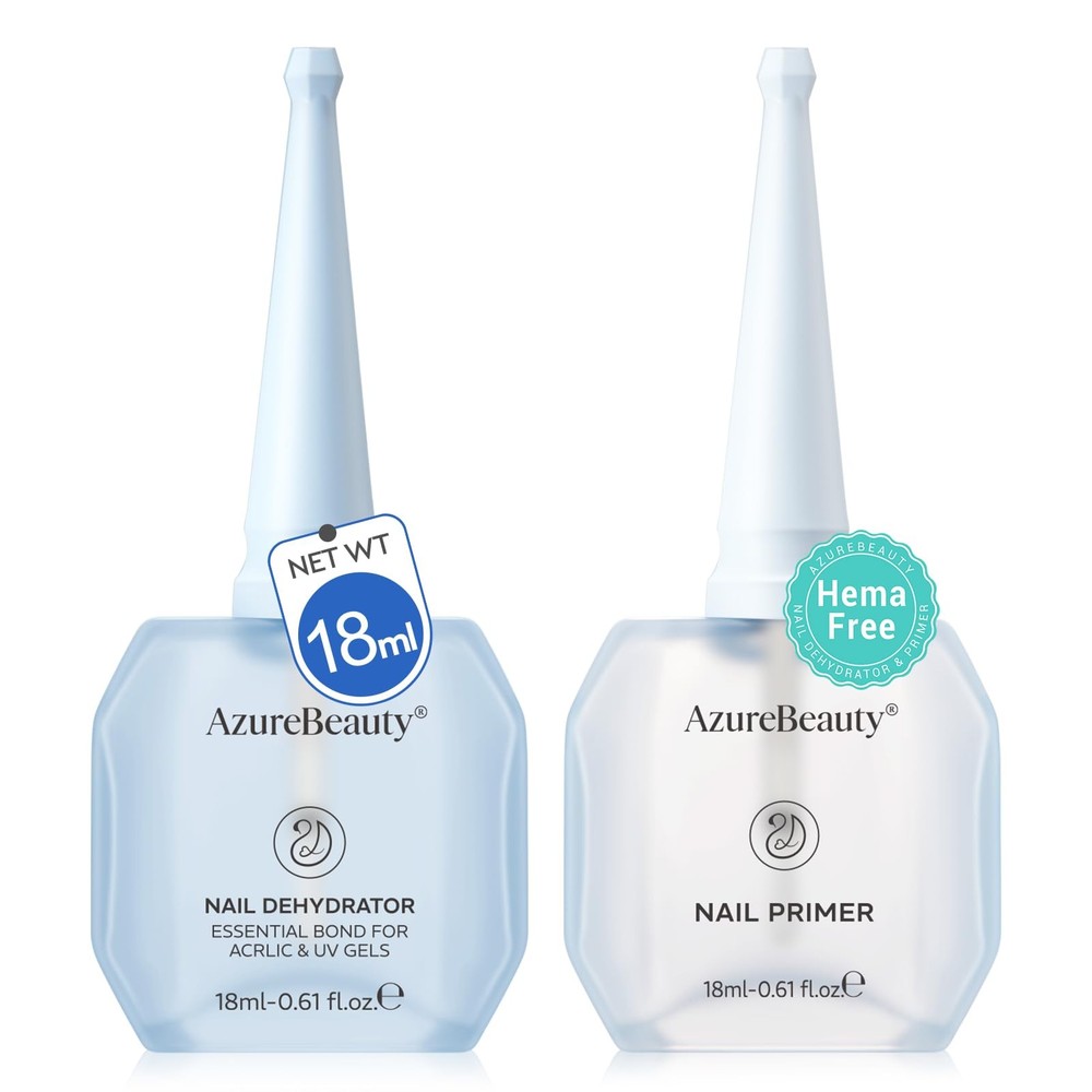 AZUREBEAUTY 18ml Nail 0.6 Fl Oz (Pack of 2), Dehydrator & Primer