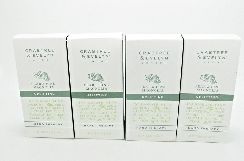 Lot of 4 Crabtree & Evelyn Pear & Pink Magnolia Hand Therapy 3.45oz – New NLA