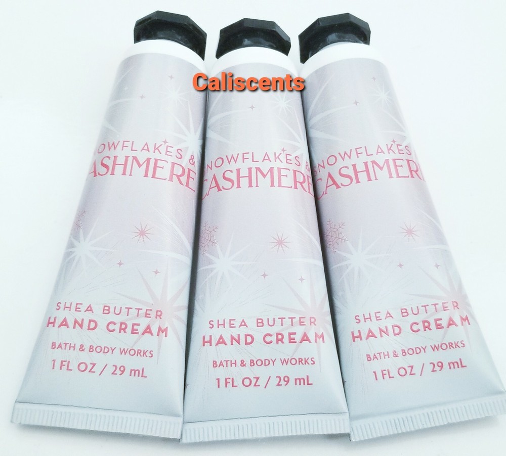 Bath & Body Works SNOWFLAKES & CASHMERE HAND CREAM 1 OZ NEW X3 TRAVEL SIZE