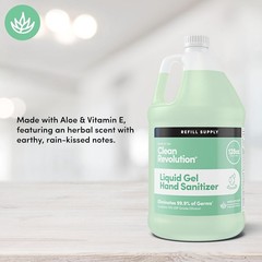 Clean Revolution Liquid Gel Hand Sanitizer, 128 Fl. Oz Refill Supply Container|