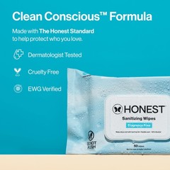 The Honest Company Fragrance-Free Sanitizing 50 Count (Pack of 2), white