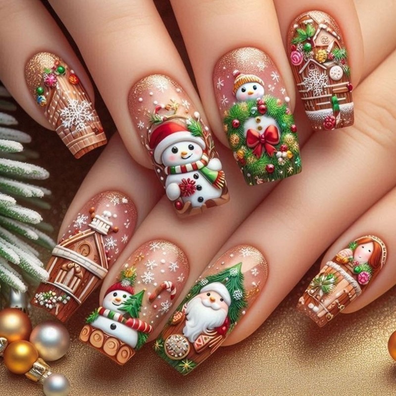 Holiday Glamours Press On Nail Featuring Jelly Adhesive Pads And Nail File Kit