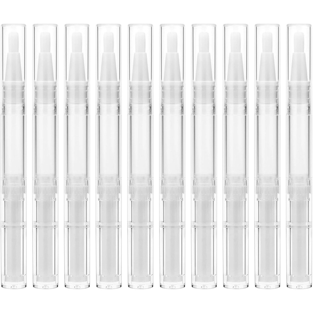 10Pcs 3ml Transparent Twist Pens Cuticle Oil Pen Empty Nail Oil Pen w/ Brush Tip