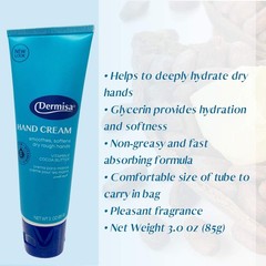 Dermisa Hand Cream with Cocoa Butter, Vitamin E and 3 Ounce (Pack of 1)