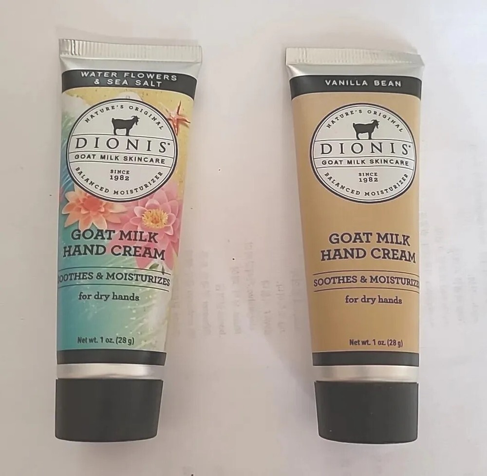 Dionis Natural Goat Milk 2 Hand Creams ,1oz×2, Water Flower&Vanilla, GIFT, New