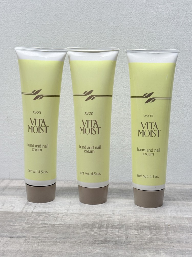 Avon Vita Moist Hand & Nail Cream with Keratin – 3 x 4.5 oz Tubes NOS 1989 Prop