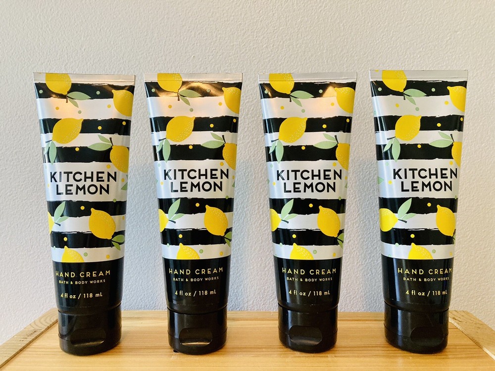 Lot of 4 – KITCHEN LEMON Shea Butter Vitamin E Hand Cream 4 oz BATH & BODY WORKS