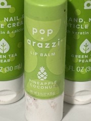 2x Pop-arazzi Hand, Nail, and Cuticle Cream Green Tea Pear + 3x Lip Balm! PICS!