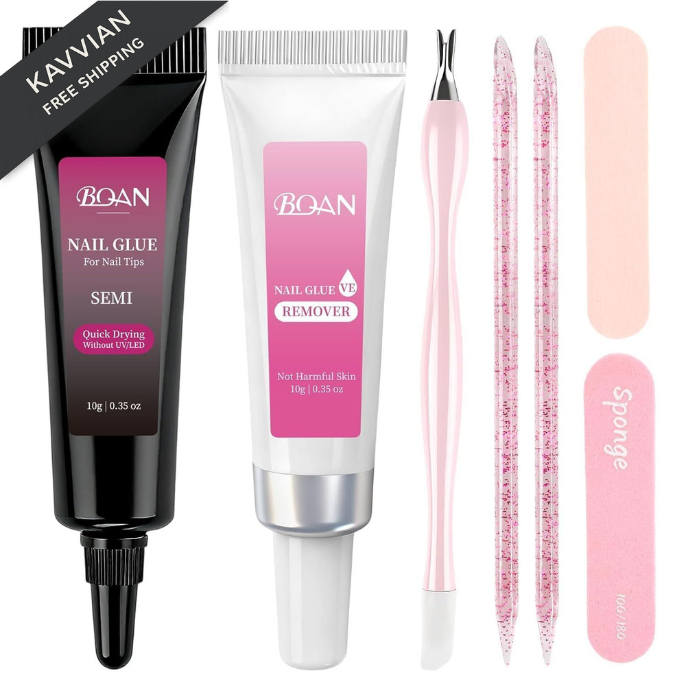 BQAN Semi Nail Glue Kit Super Strong for Acrylic Tips 10g, Clear