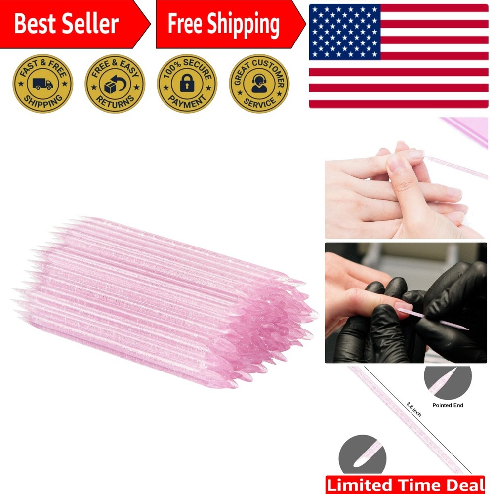 100 PCS Hygienic Nail Care Sticks – Double-Sided Crystal Handle in Pink
