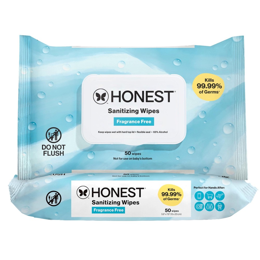 The Honest Company Fragrance-Free Sanitizing 50 Count (Pack of 2), white