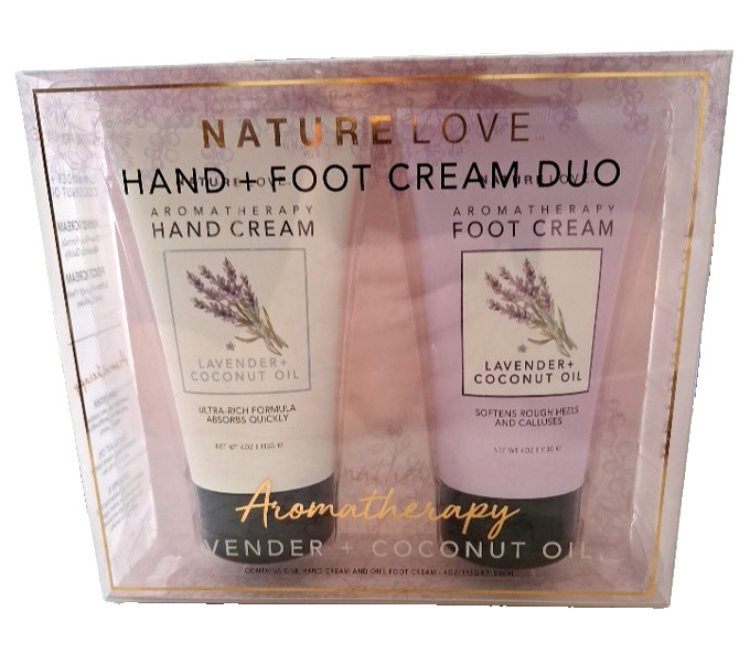 Nature Love Aromatherapy Hand & Foot Cream Set Lavender Coconut Oil 4oz NEW