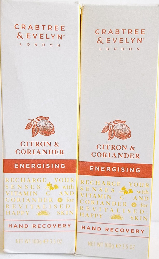 Crabtree & Evelyn CITRON & CORIANDER Hand Recovery 3.5 oz/100 g, NEW in Box X 2