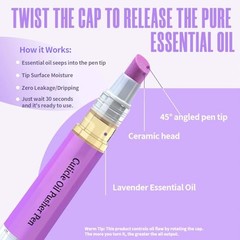 Ceramic 2-in-1 Cuticle Oil Pusher Pen, Nail Care Buffer Pens with Micro-Dosin