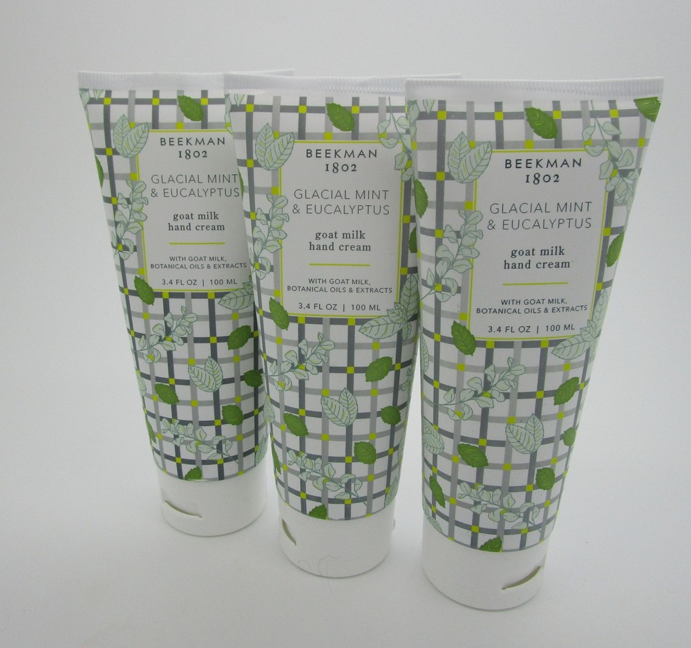 GLACIAL MINT & EUCALYPTUS Beekman 1802 Goat Milk Hand Cream 3.4 oz – Lot of 3